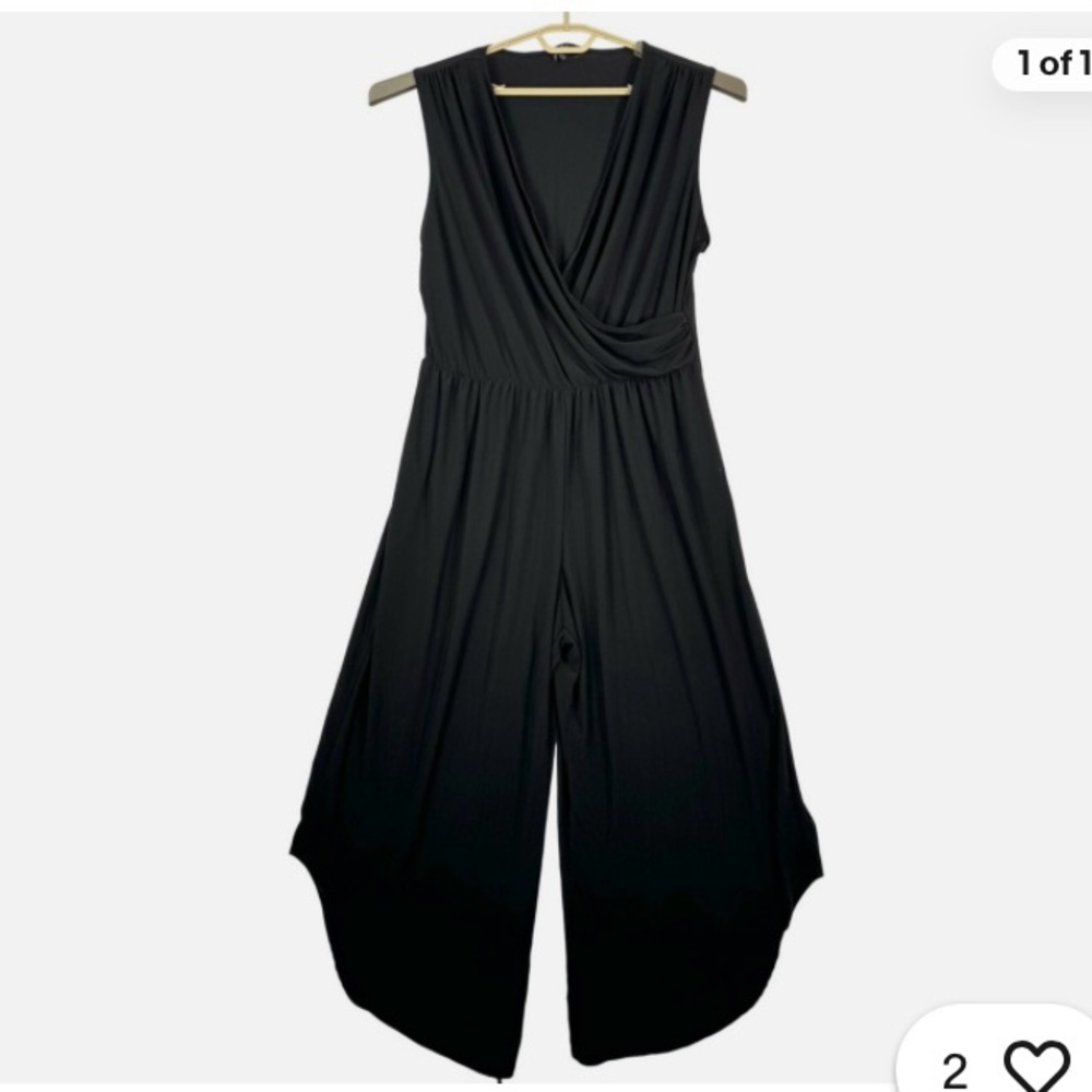 Nicole Miller Black Wrap-Style Jumpsuit with Wide-Leg Design